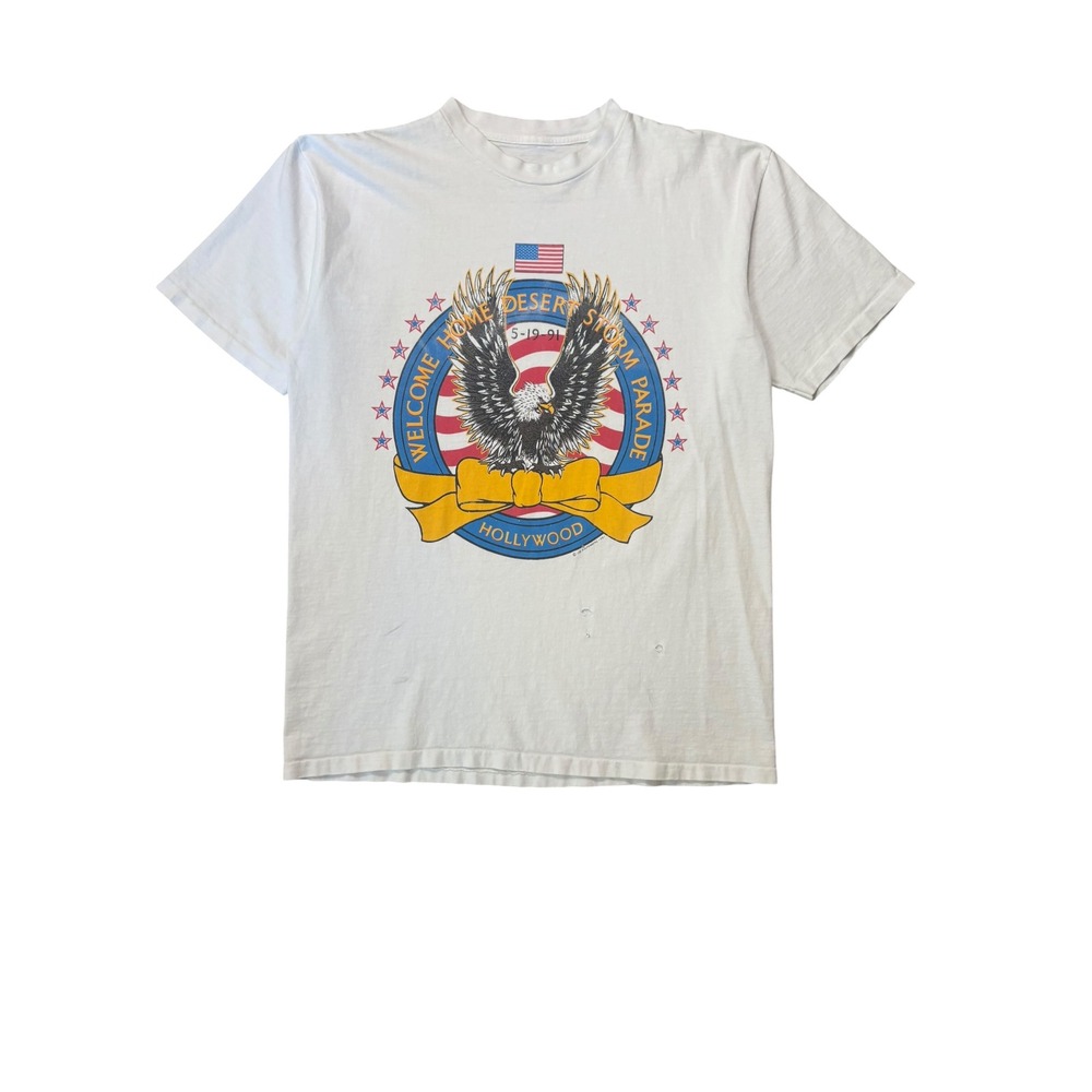 Vintage 1991 Desert Storm Single Stitch Tee Thrashed Eagle USA T-shirt - Picture 1 of 10